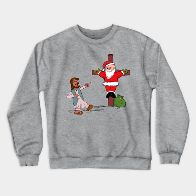 jesus santa joke Crewneck Sweatshirt by wolfmanjaq